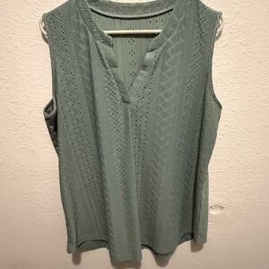 Sleeveless Eyelet Top in Green